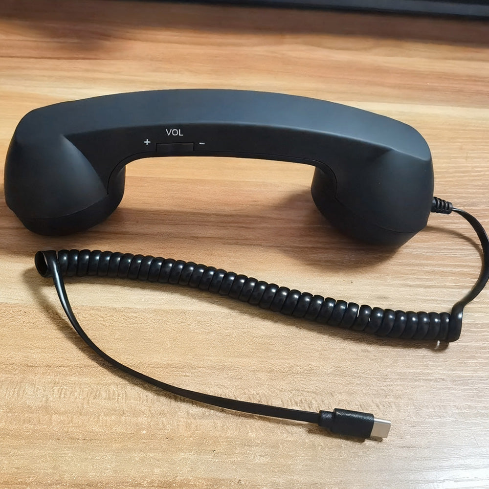 1M Retro Wired Handheld Telephone Handset with Microphone Type C Plug for Smartphones PC