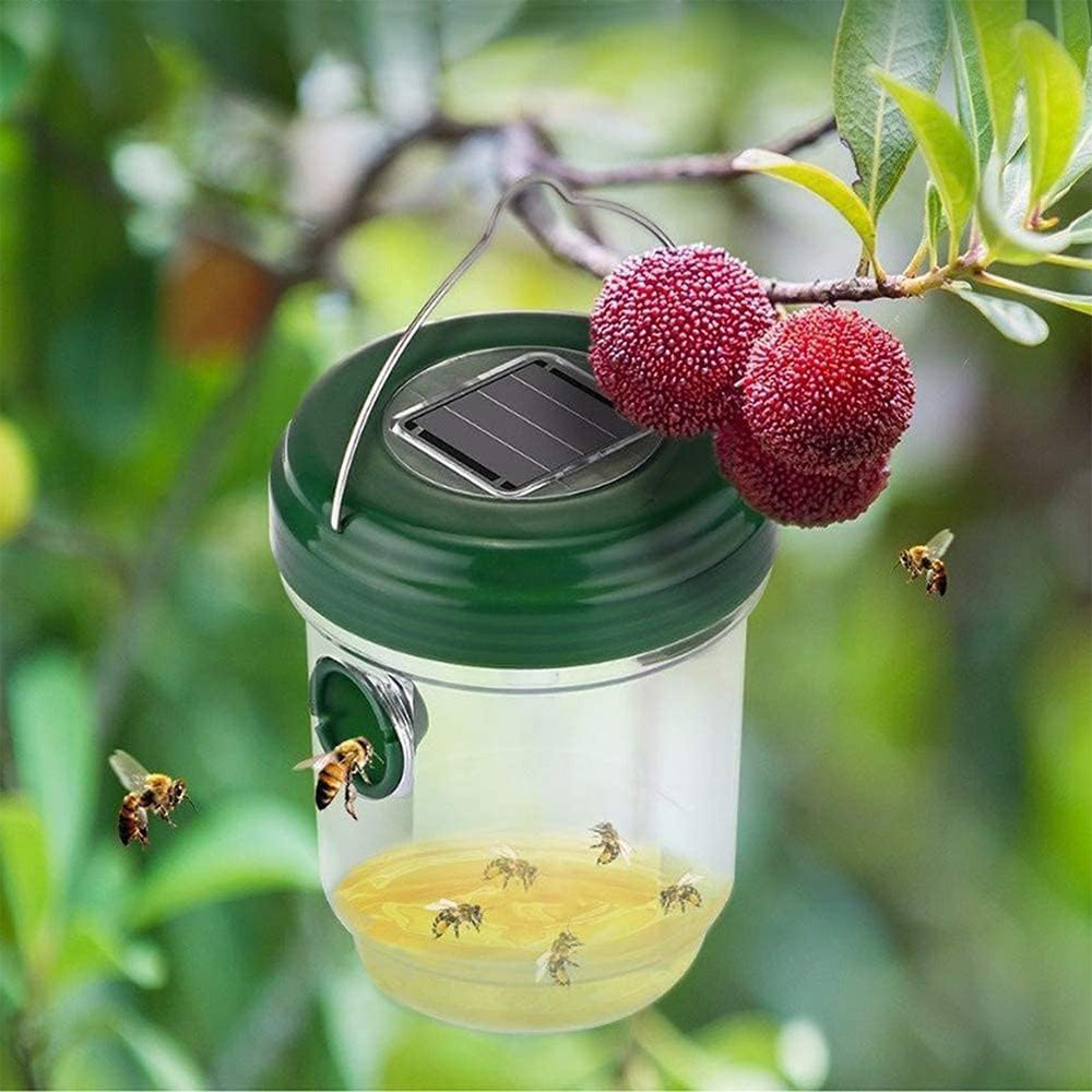 2Pcs Solar Powered Wasp Traps for Bees Hornets Outdoor Hanging Garden Protection