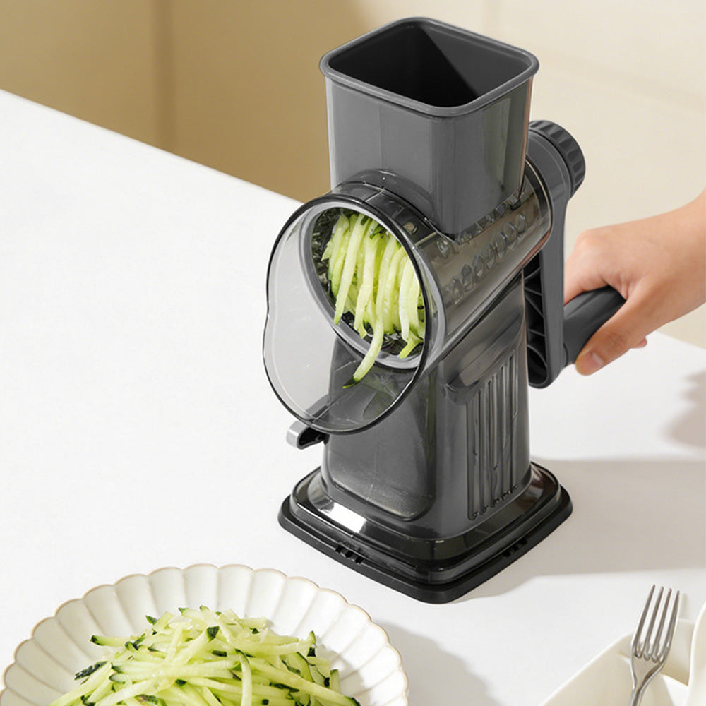Rotary Vegetable Chopper 3-Blade Cylinder Hand-Cranked Slicer Shredder Grater