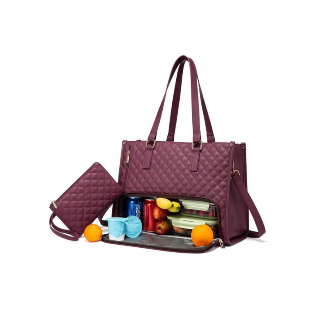 2-in-1 Tote Bag with Insulated Lunch Compartment and Wallet