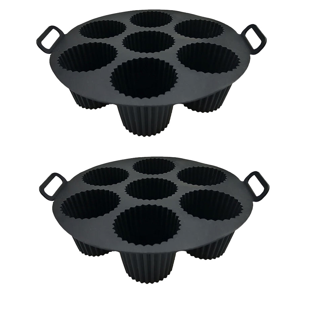 2Pcs 7 Cavity Silicone Cupcake Muffin Baking Mold for Air Fryer