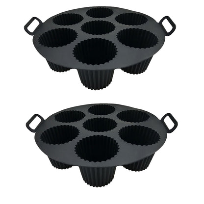 2Pcs 7 Cavity Silicone Cupcake Muffin Baking Mold for Air Fryer