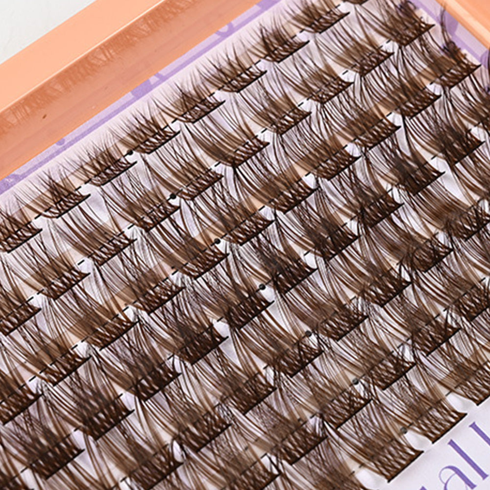 Dark Brown Natural Cluster Lashes DIY Fluffy Individual Reusable for Light Hair