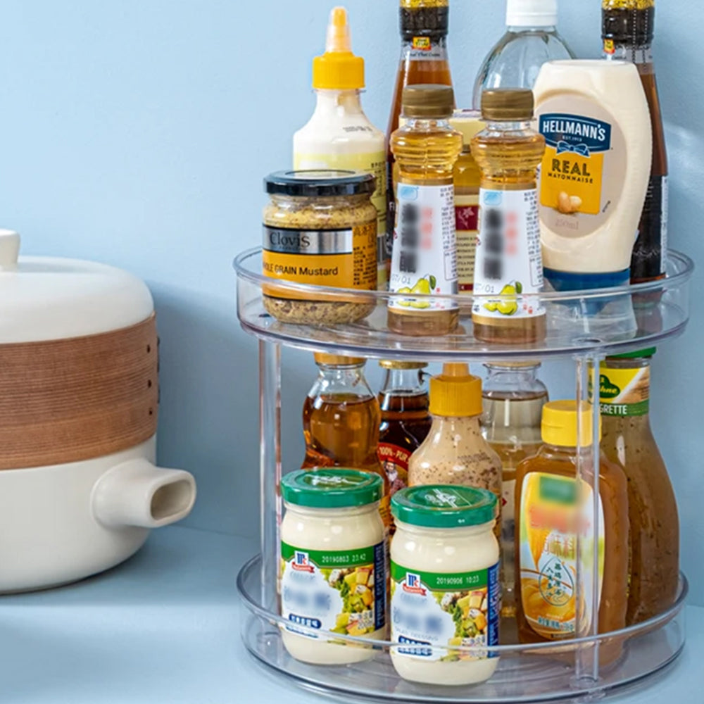 2Pcs 2 Tier Lazy Susan Turntable Spice Rack Organizer