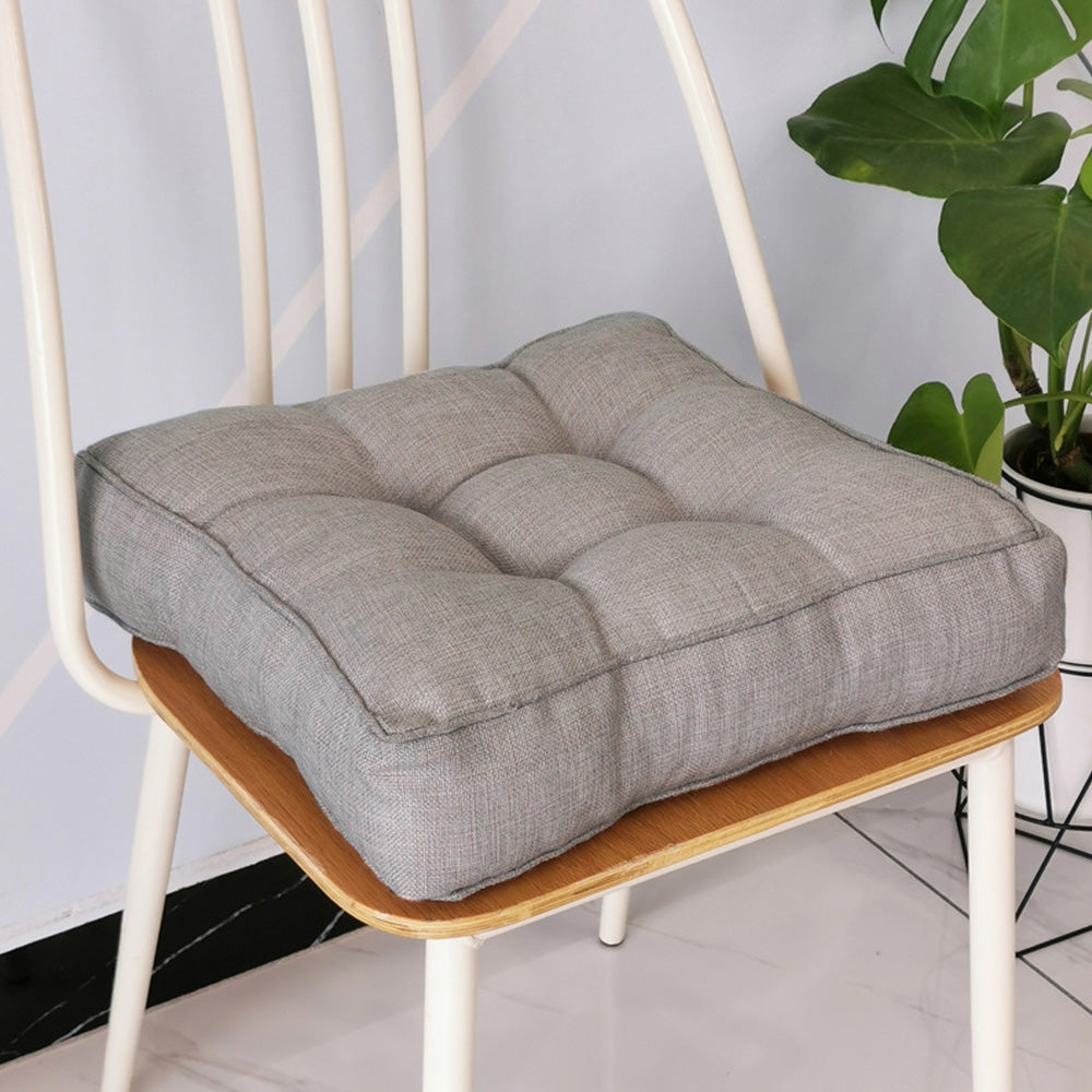 Thickened PP Cotton Padded Chair Seat Cushion with Rolled Edge-Grey