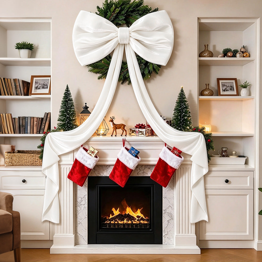 40x230cm Oversized Velvet Christmas Tree Bow with Long Streamers