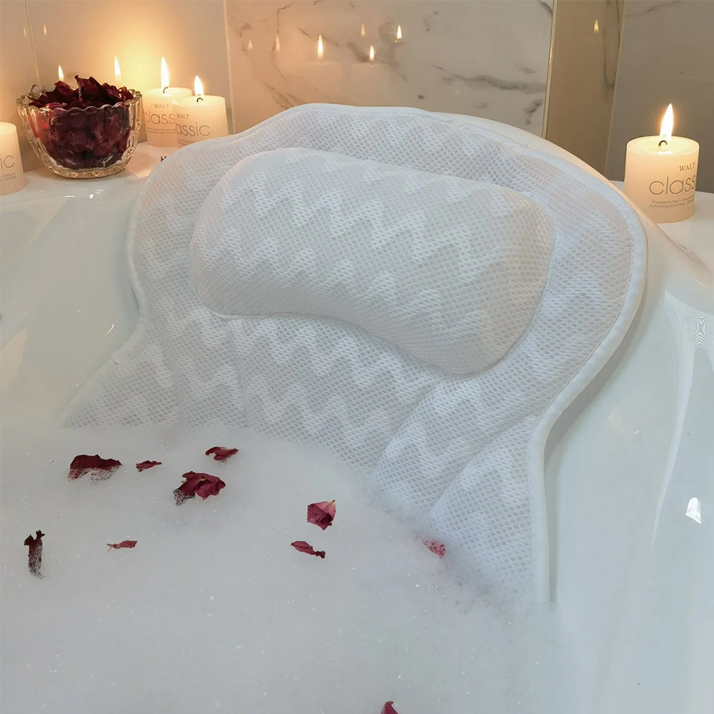 4D Mesh Bath Pillows With Suctions for Neck or Back Support