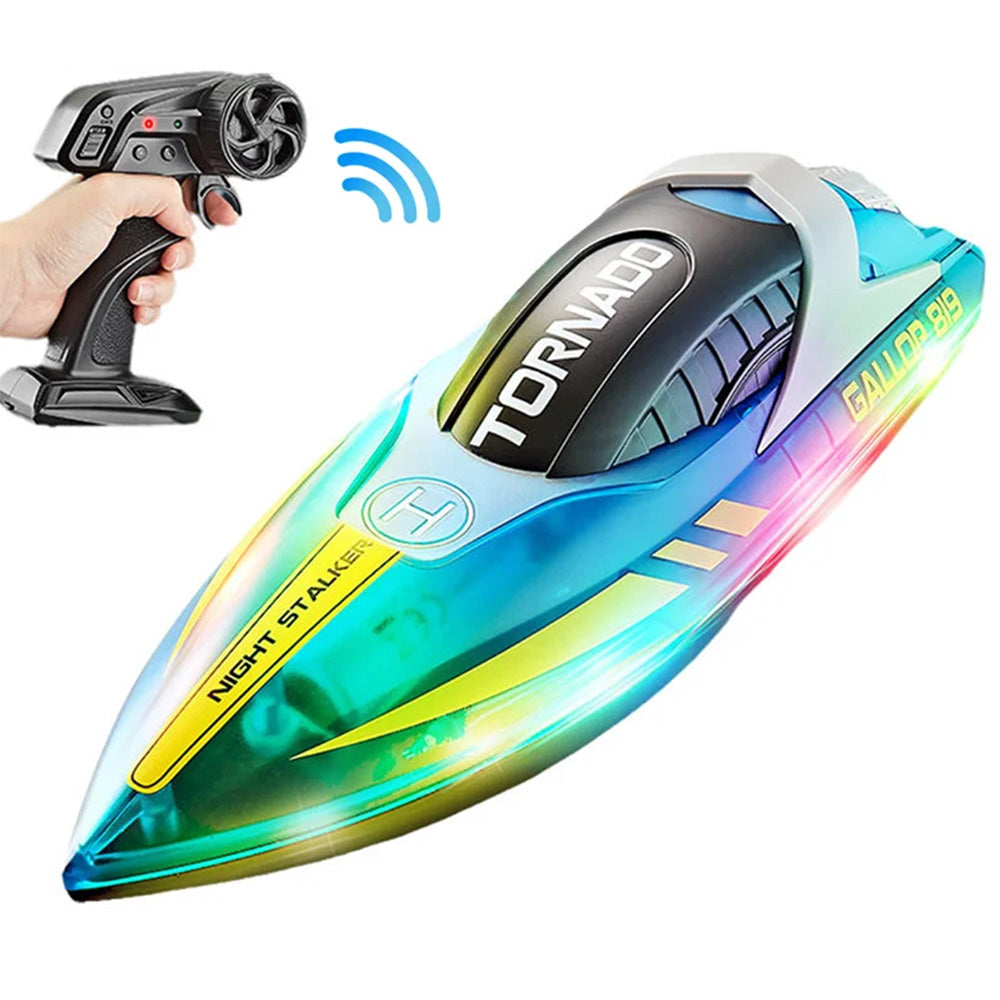 Rechargeable Water-resistant Remote Control Boat with Color LED Lights for Pool Lake