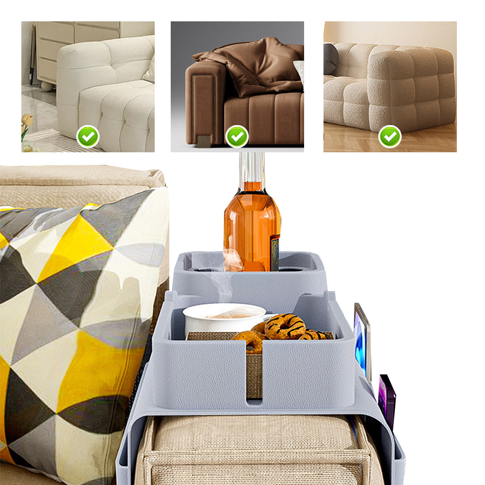 Couch Cup Holder Tray Sofa Armrest Tray with Drink Holder Side Pockets