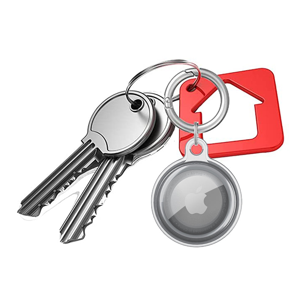 2Pcs For Apple AirTag Case Clear TPU Protective Cover with Key Ring Transparent
