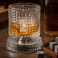 Spinning Rotating Whiskey Glass 270ml Transparent Glass for Home Bar