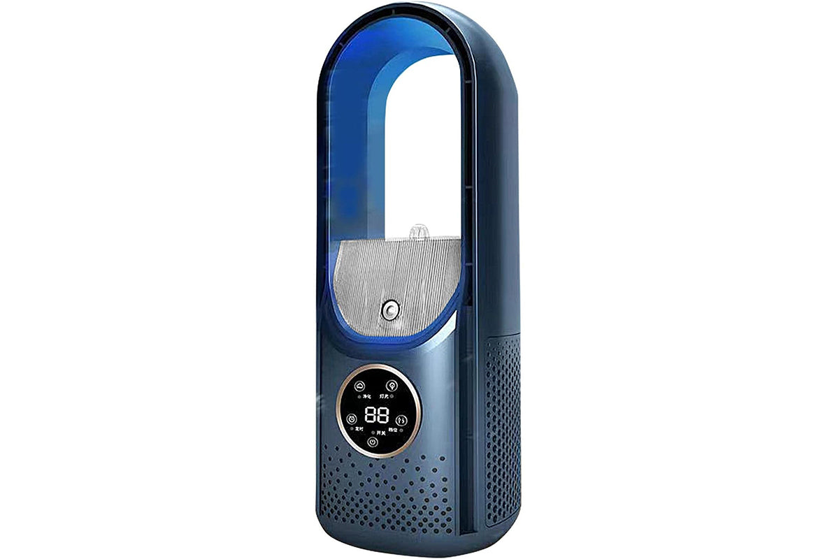 Desk Bladeless Fan with Humidifier USB-Powered Portable Air Conditioner Fan with LED Display
