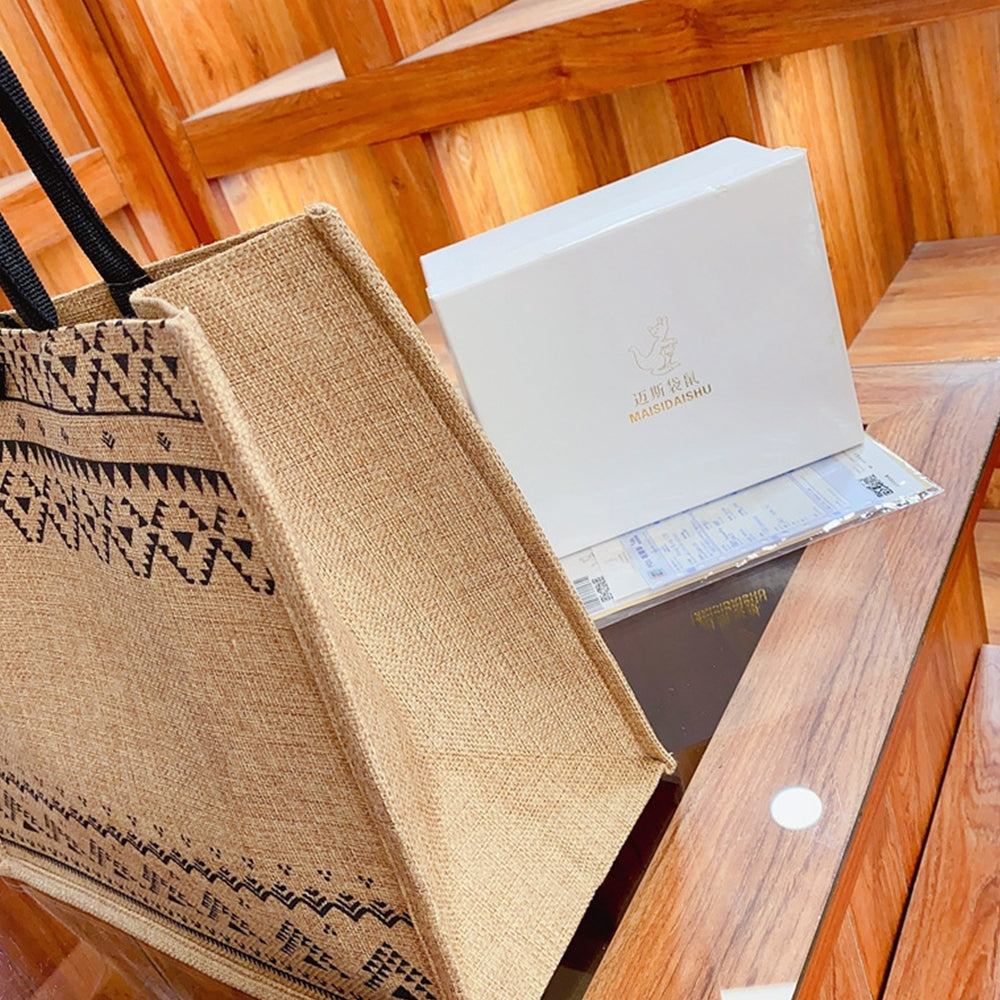 Jute Reusable Handbags-flower