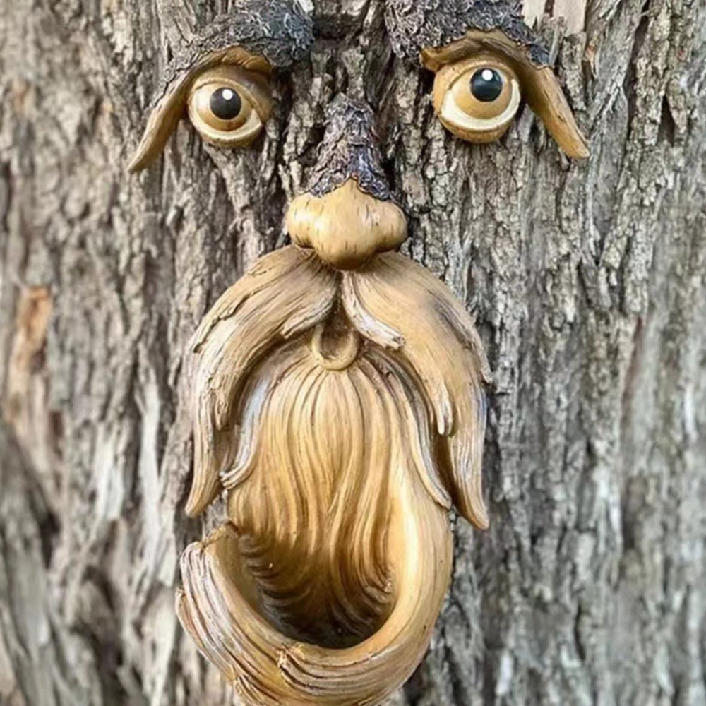 Resin Old Man Face Sculpture Bird Feeder for Outdoor Decoration