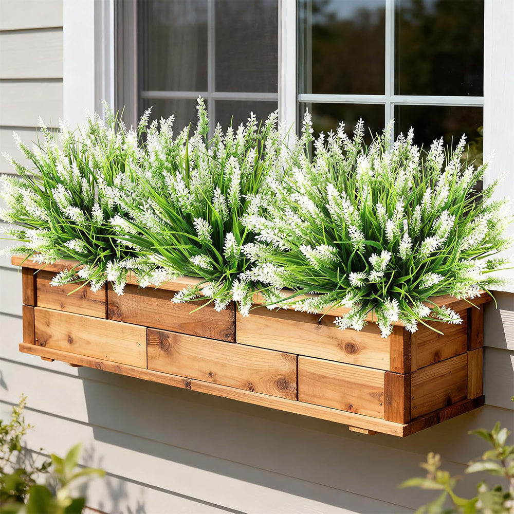 16Pcs Artificial Plants Outdoor Fake Lavender Realistic Plastic Faux Plants for Balcony Patio
