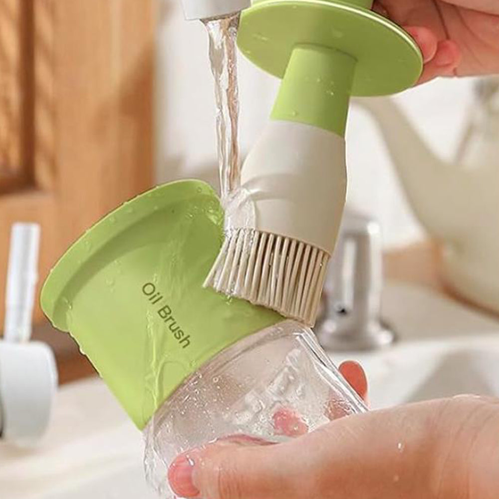 2Pcs Oil Dispenser Bottle with Heat Resistant Brush for Kitchen BBQ Baking Cooking