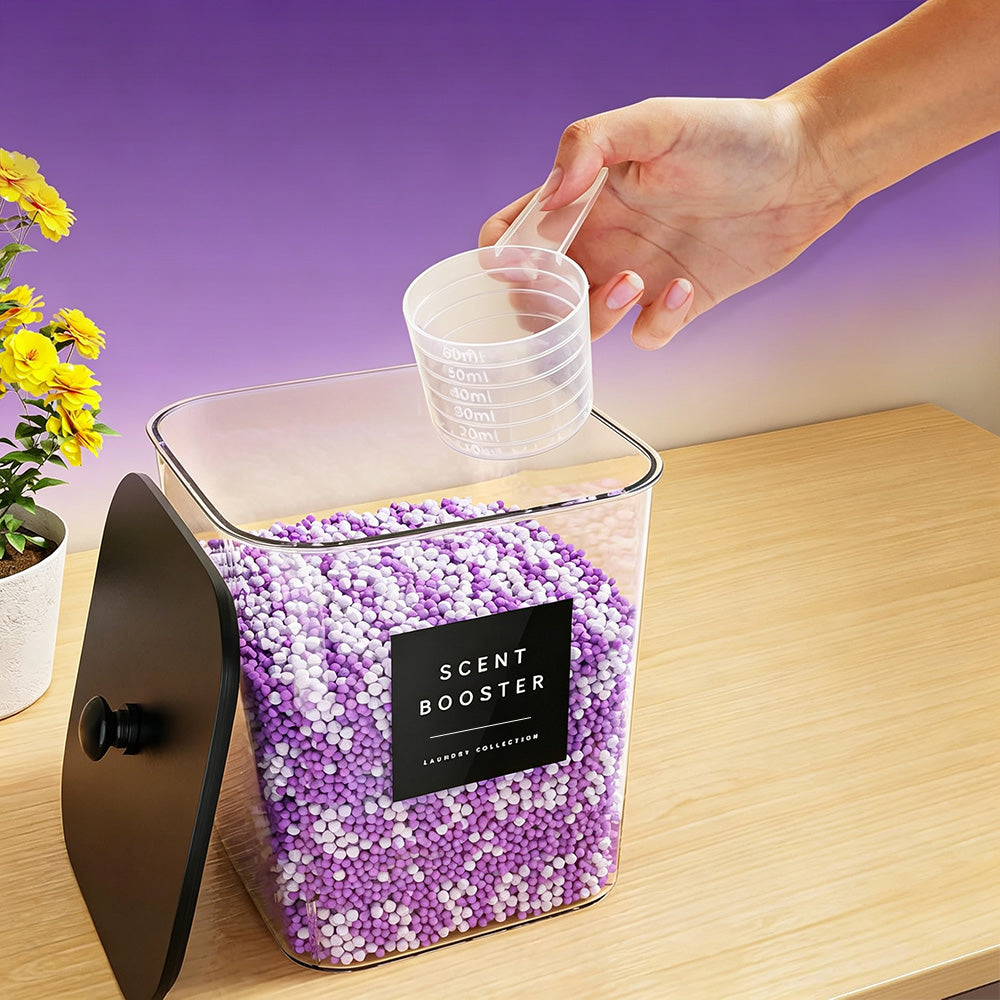 4Pcs Clear Laundry Storage Containers with Airtight Wooden Lids