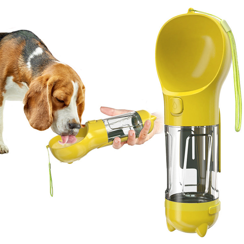 4 in 1 Pet Feeder Dog Cat Puppy Water Bottle Cup with Poop Bag Holder for Yorkie
