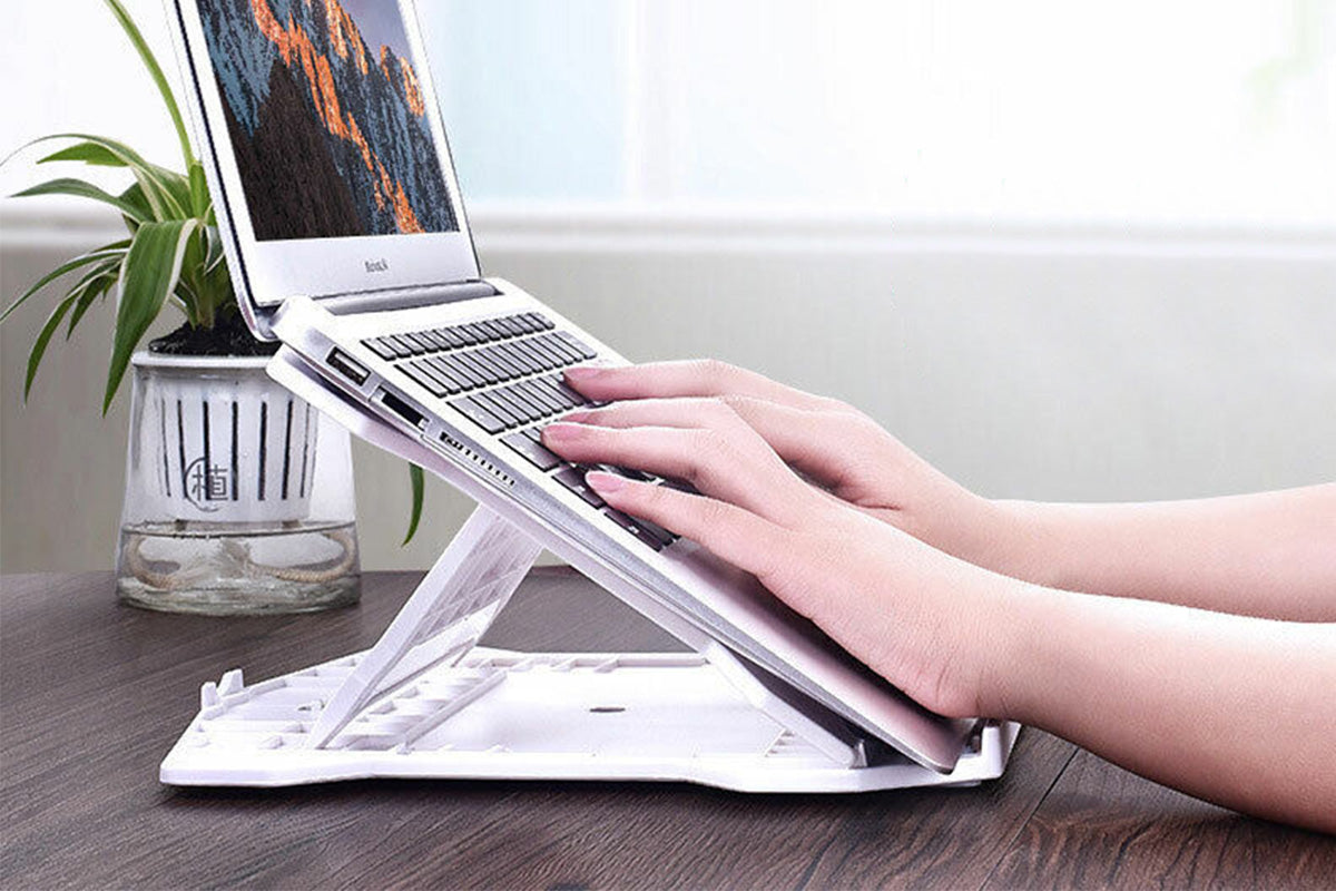 2 in 1 Adjustable Laptop Cooling Stand with Phone Stand Foldable Computer Holder