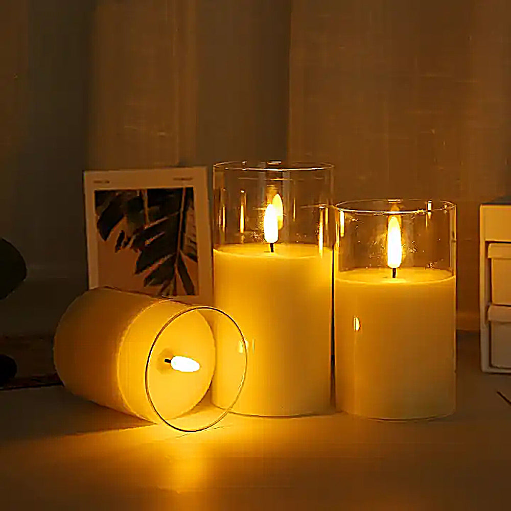 3Pcs Battery Operated LED Flameless Candles for Home Decor Party Wedding