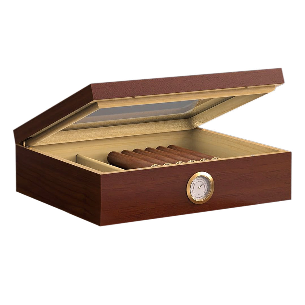 Cigar Humidor for 10 Cigars with Hygrometer and Divider