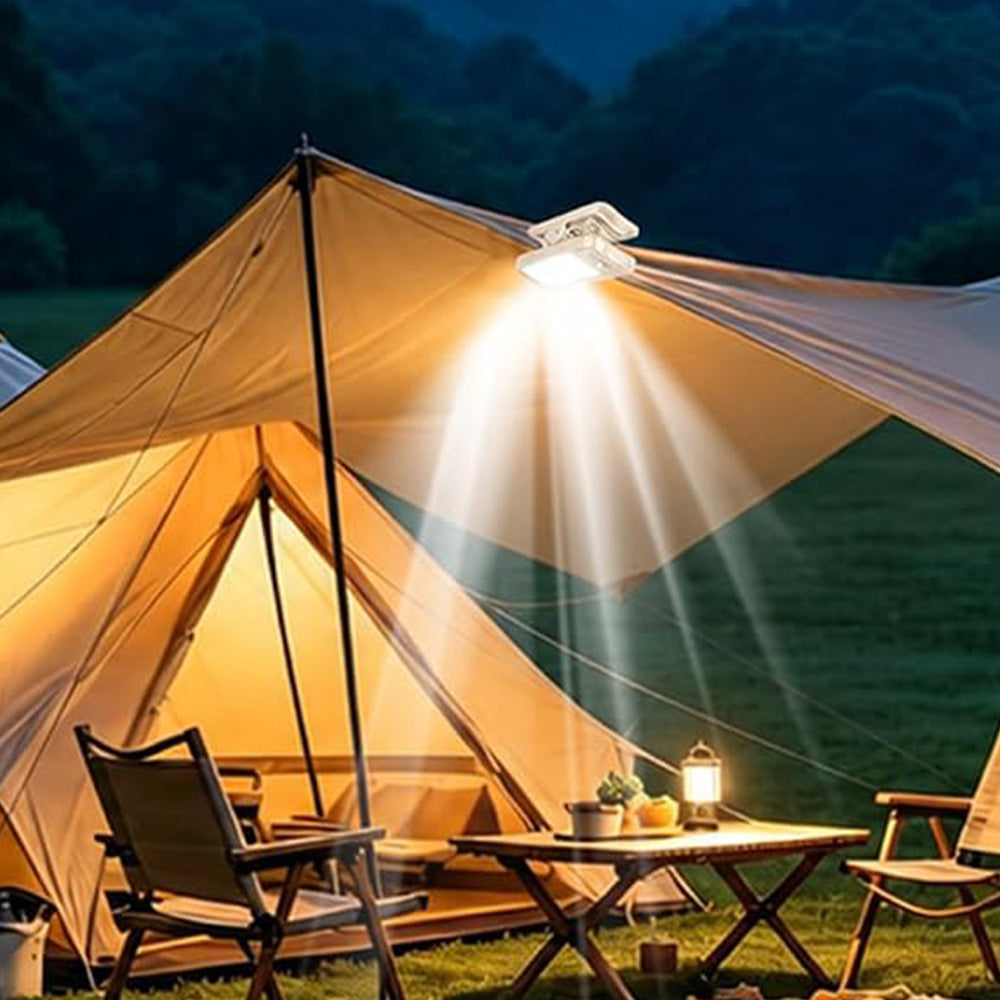 USB Solar Dual Charging Camping Clip Light with 60 LEDs 3 Dimming Modes Power Display