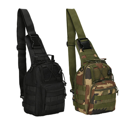 2Pcs Outdoor Military Sport Tactical Chest Bag Shoulder Bag-Black and Green