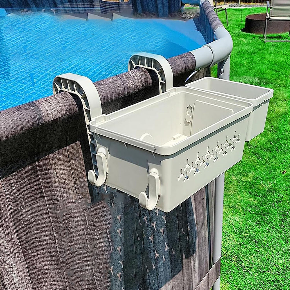 Hanging Removable Poolside Storage Basket with Cup Holders