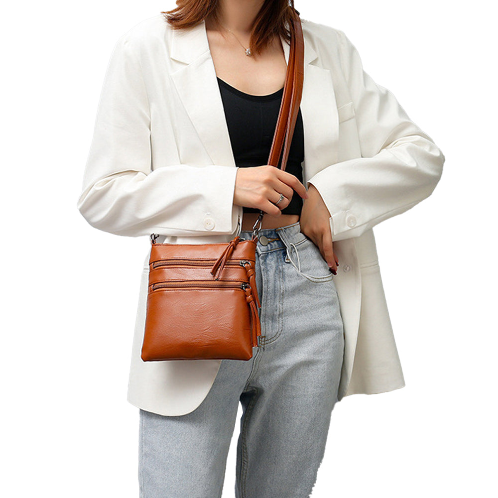 Women's Multi Zipper Mobile Phone Crossbody Bag