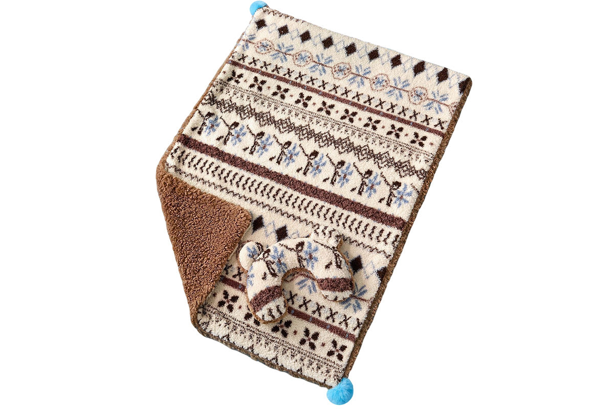 Pet Blanket U-Shaped Pillow Set Sherpa Fleece Warm Pet Throw Blanket Bed Mat for Dog Cat