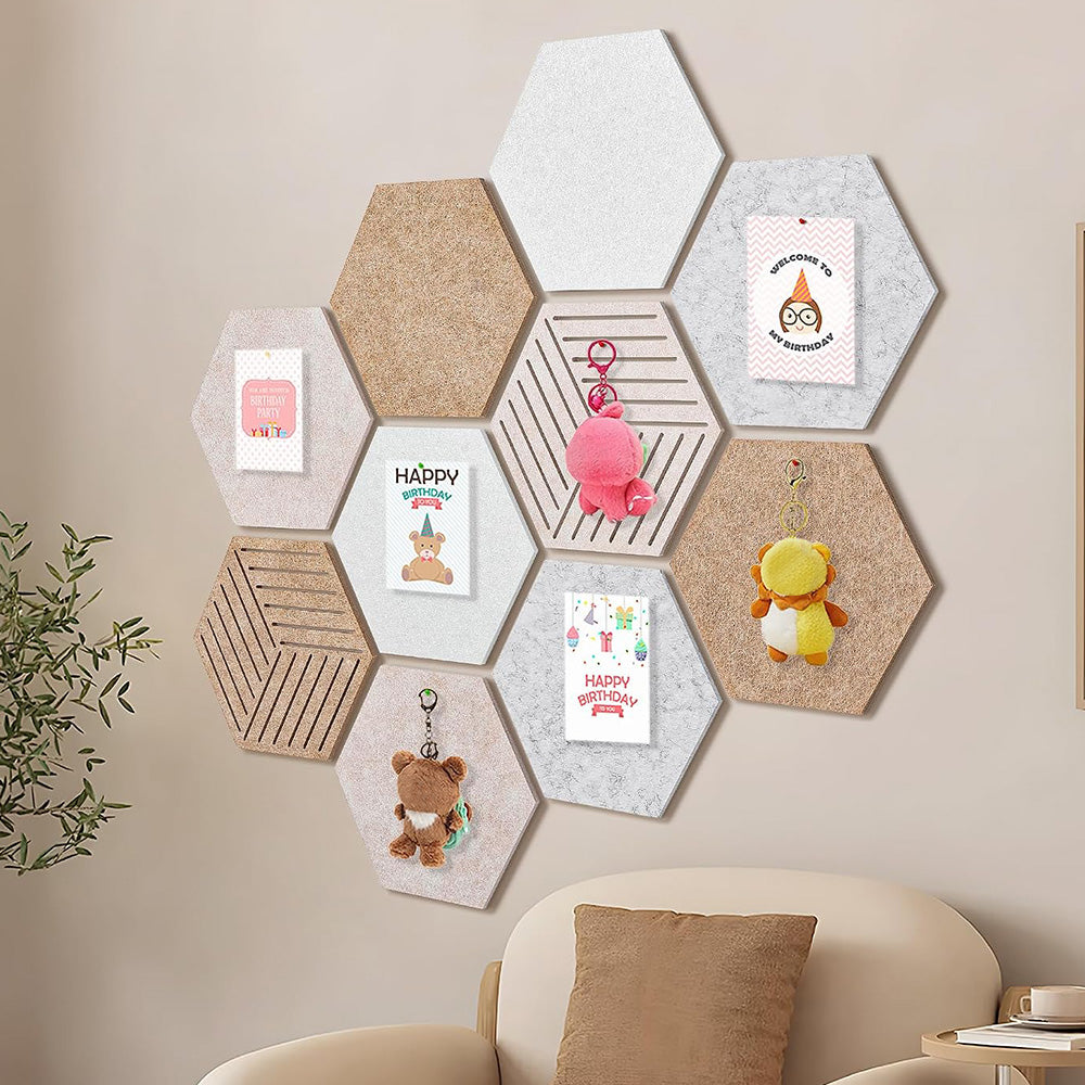 Hexagon Felt Bulletin Board Wall Panels Self Adhesive Pin Board