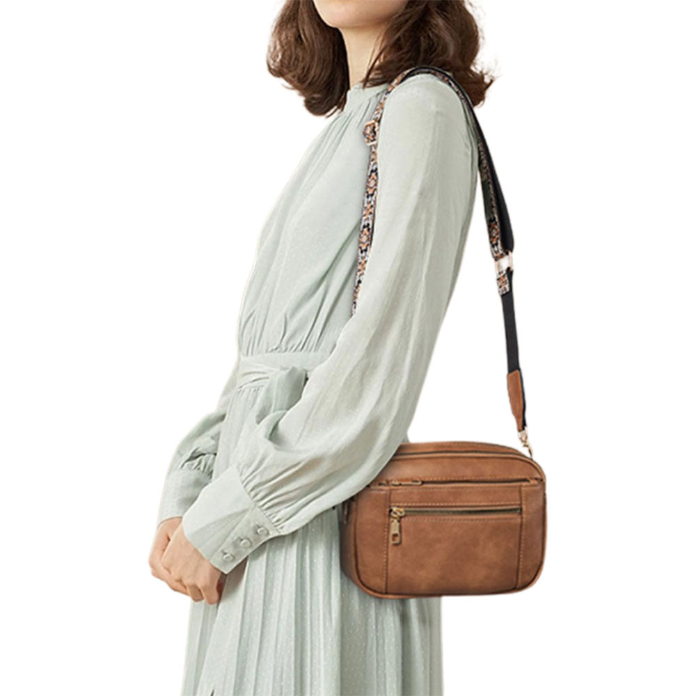 Small PU Crossbody Bag for Women Color-Block Shoulder Bag
