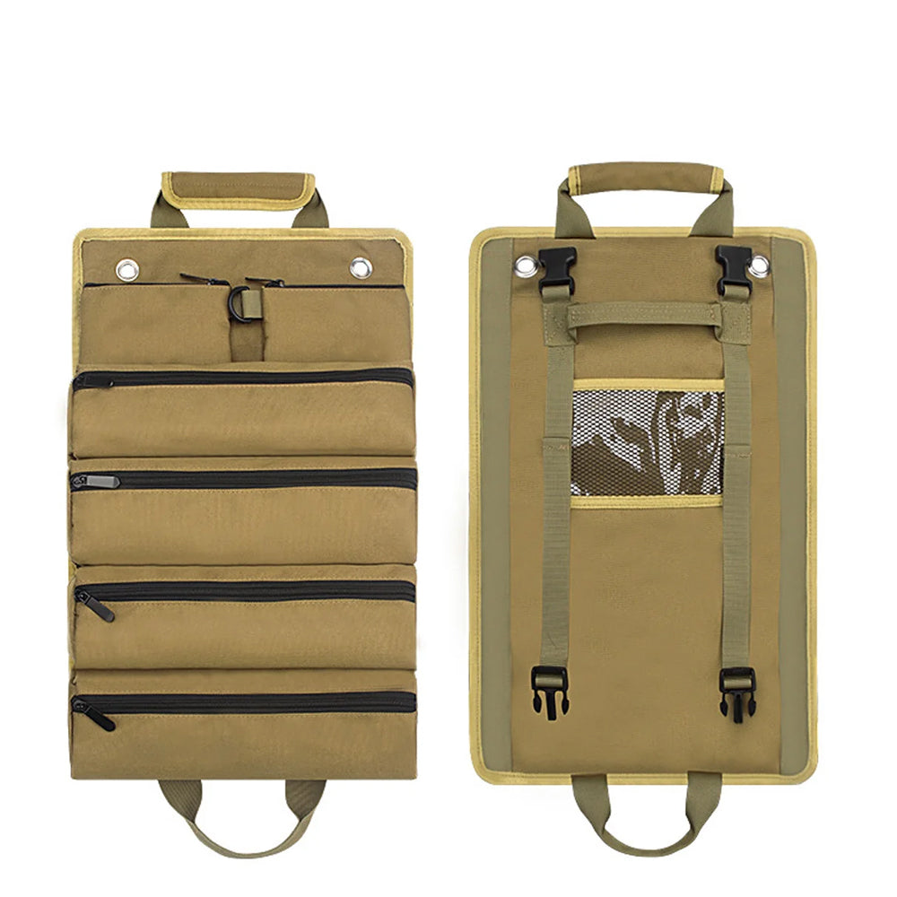 Roll-Up Hardware Tool Storage Bag with Detachable Zipper Pouch