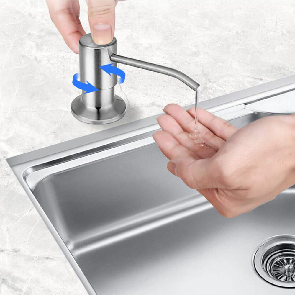 2Pcs Kitchen Sink Soap Dispenser Stainless Steel Hand Liquid Pump with 1.2m Tube Kit