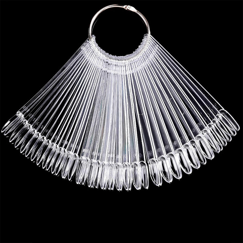 100 PCS Clear Nail Swatch Sticks with Ring Nail Art Swatch Set for Polish Display