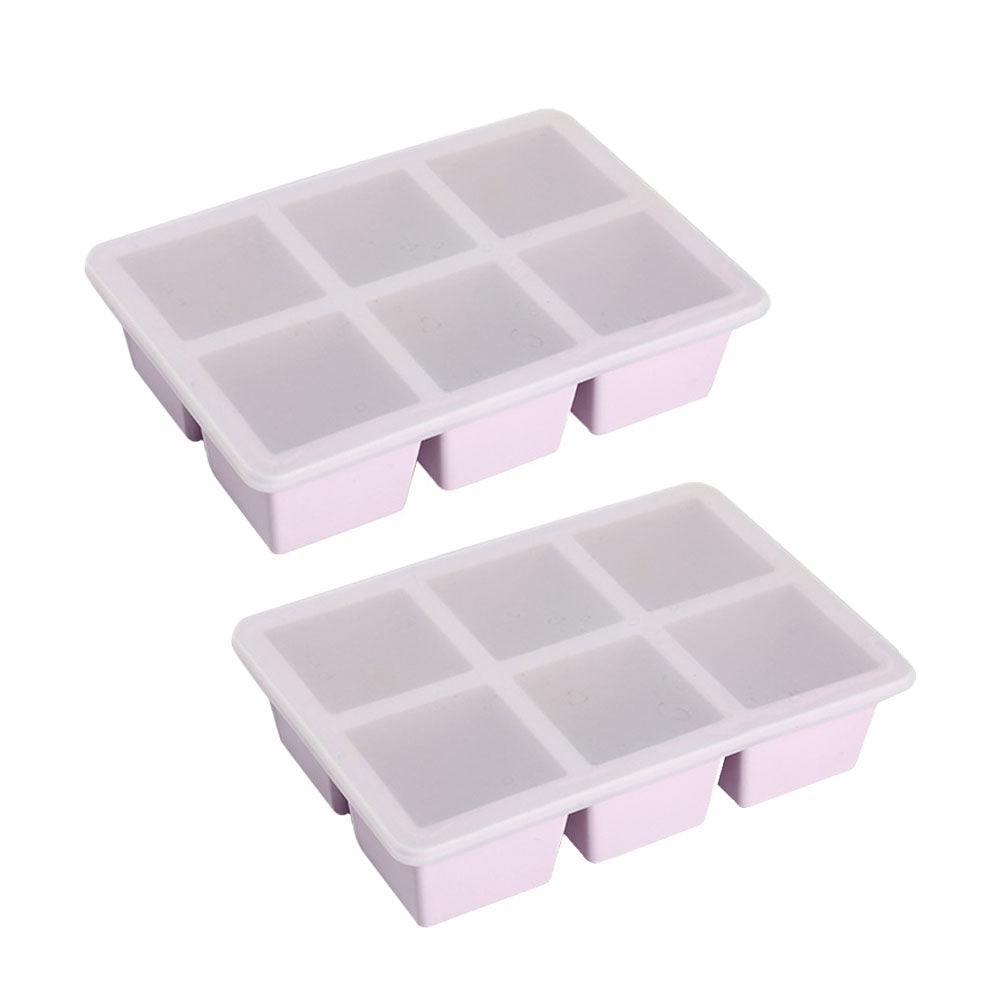 2Pcs 6-Grid Silicone Ice Cube Tray Large Square Ice Cube Mold