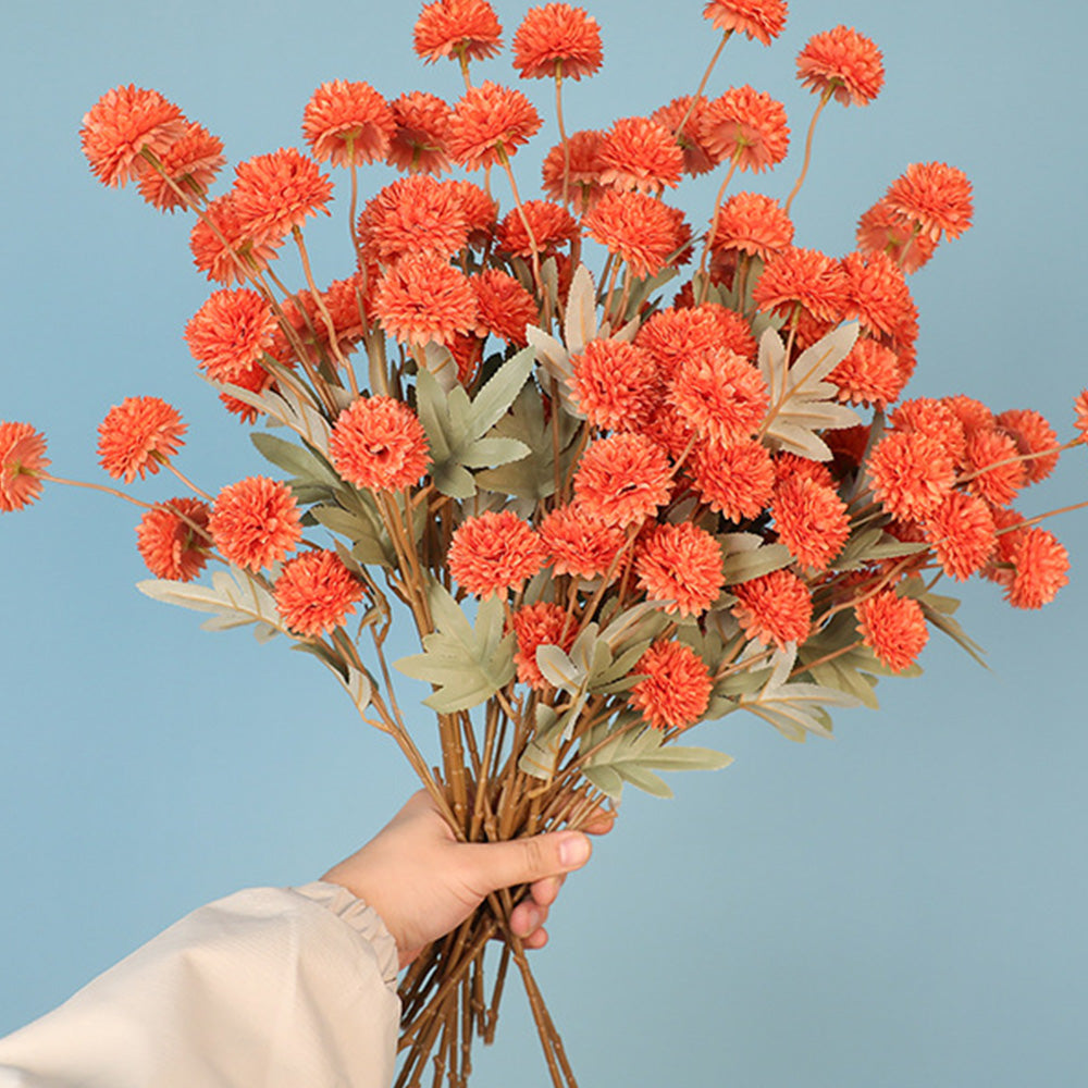 5 Pack Stem Cloth Dandelion Ball Artificial Flowers with Bendable Stems