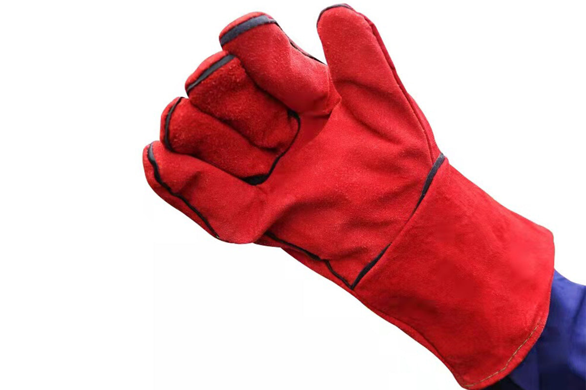 Double Layer Leather Welding Gloves Heat Resistant Fireproof Safety Gloves