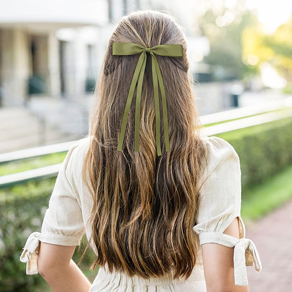 6Pcs Artificial Silky Satin Bow Hair Clips Ribbon Accessories