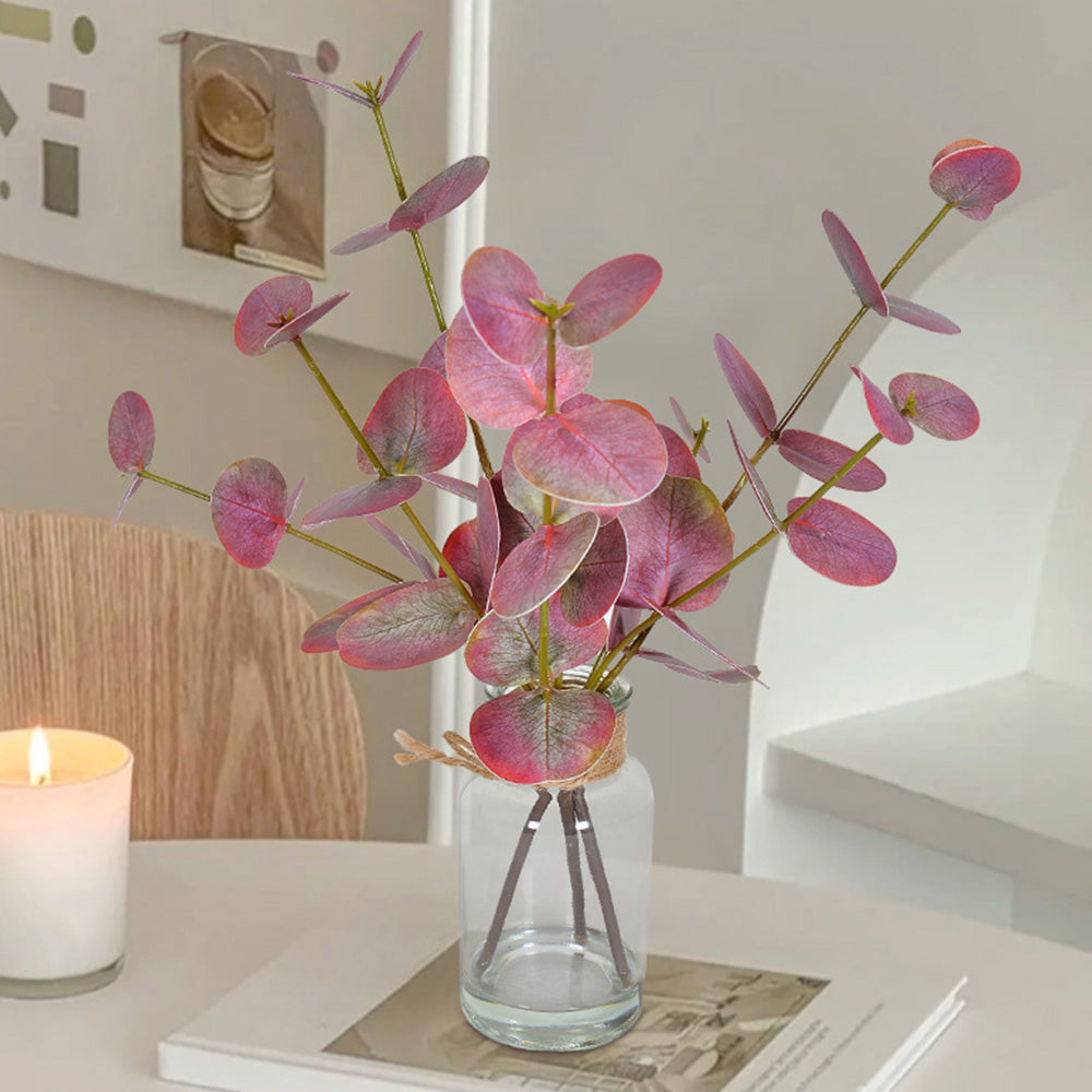 Realistic Artificial Eucalyptus Plant 3-Branch Faux Water Decorative Leaves