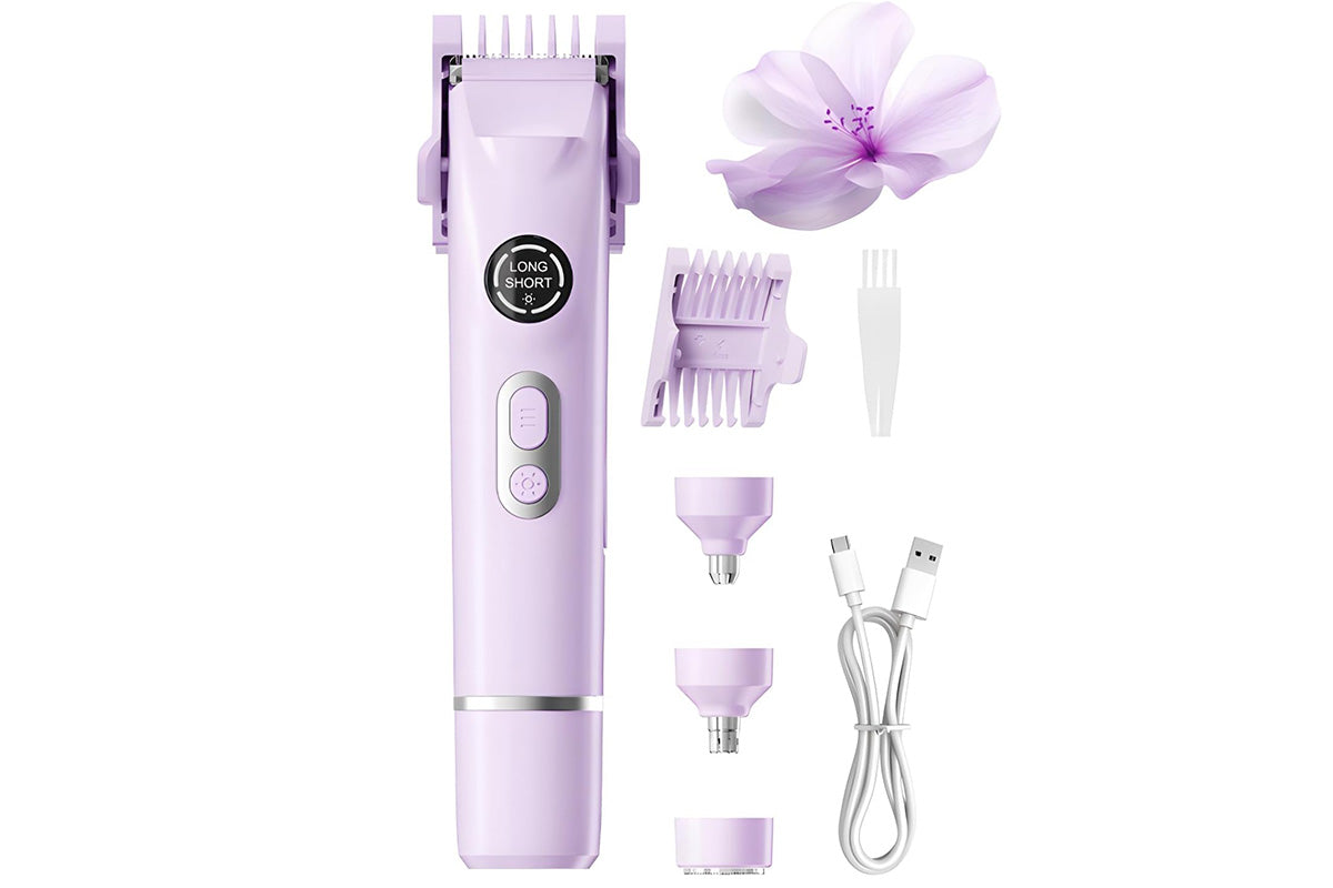 4-in-1 Women's Dual Heads Electric Shaver Cordless Body Hair Trimmer with 4 Heads Hair Removal Kit