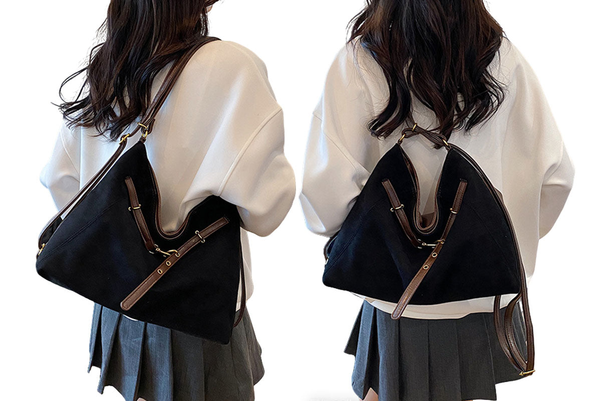2-In-1 Vintage Suede Hobo Bag Backpack Shoulder Bag