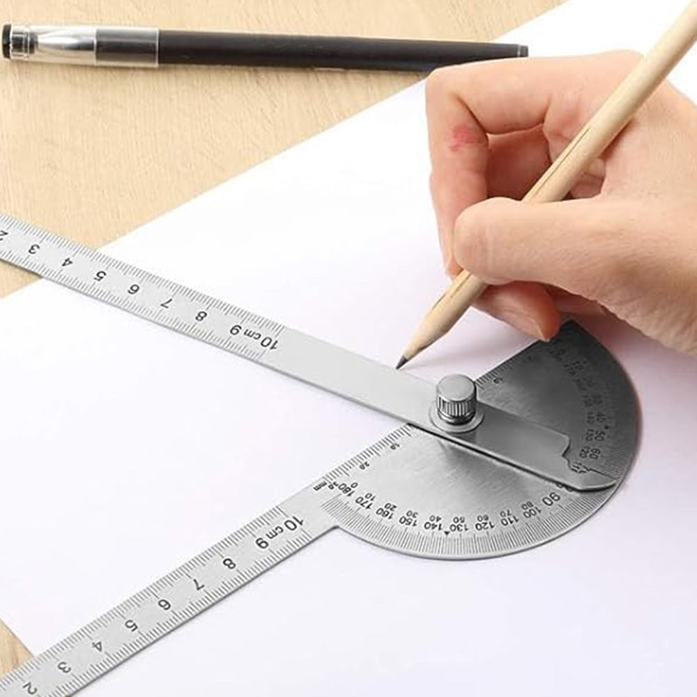 Stainless Steel Angle Protractor 0-180 Degree Gauge for Woodworking DIY Measuring Tool