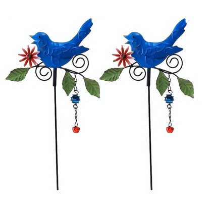 2Pcs Metal Bird Garden Art Stake