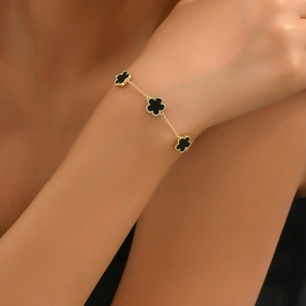 Elegant Clover Charm Bracelet Double Side Stainless Steel Tarnish-Free Bracelet