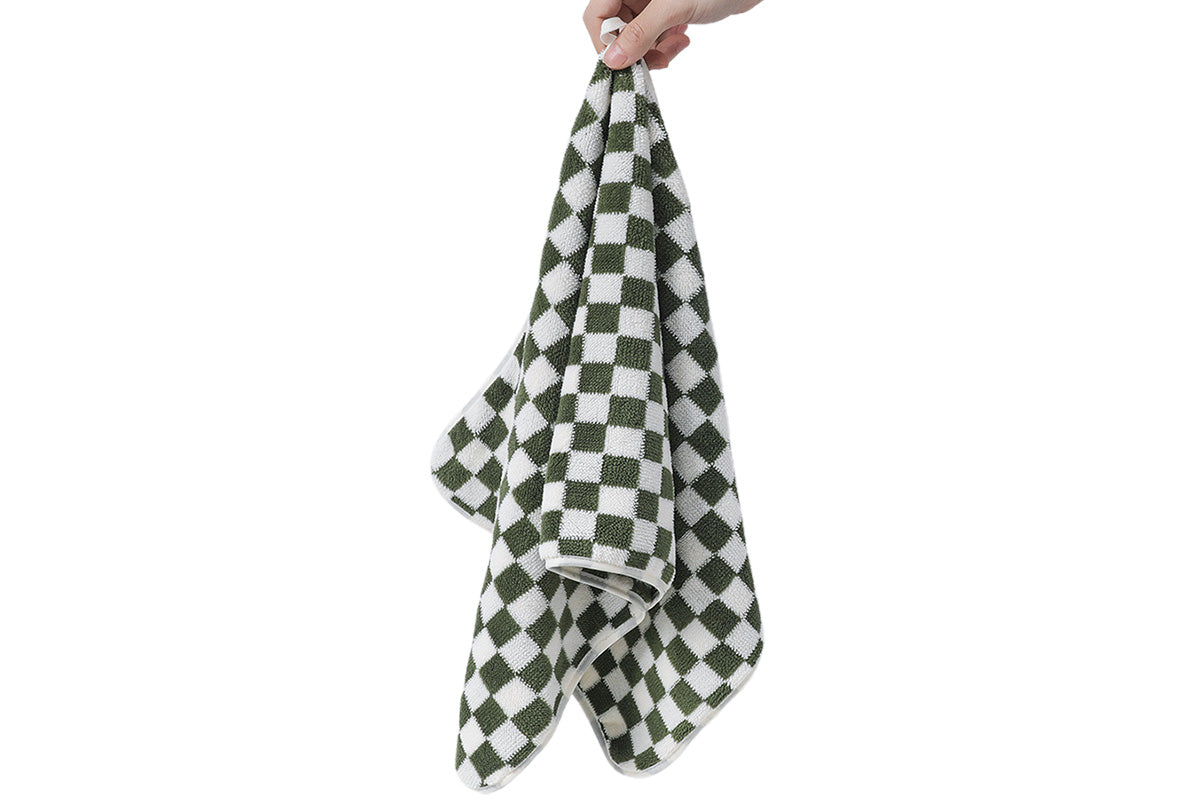 4 Piece Checkered Coral Fleece Towel Set Bath Face Towels