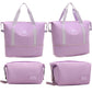 2Pcs Expandable Overnight Travel Duffel Bag Set Weekender Bag with Toiletry Bags