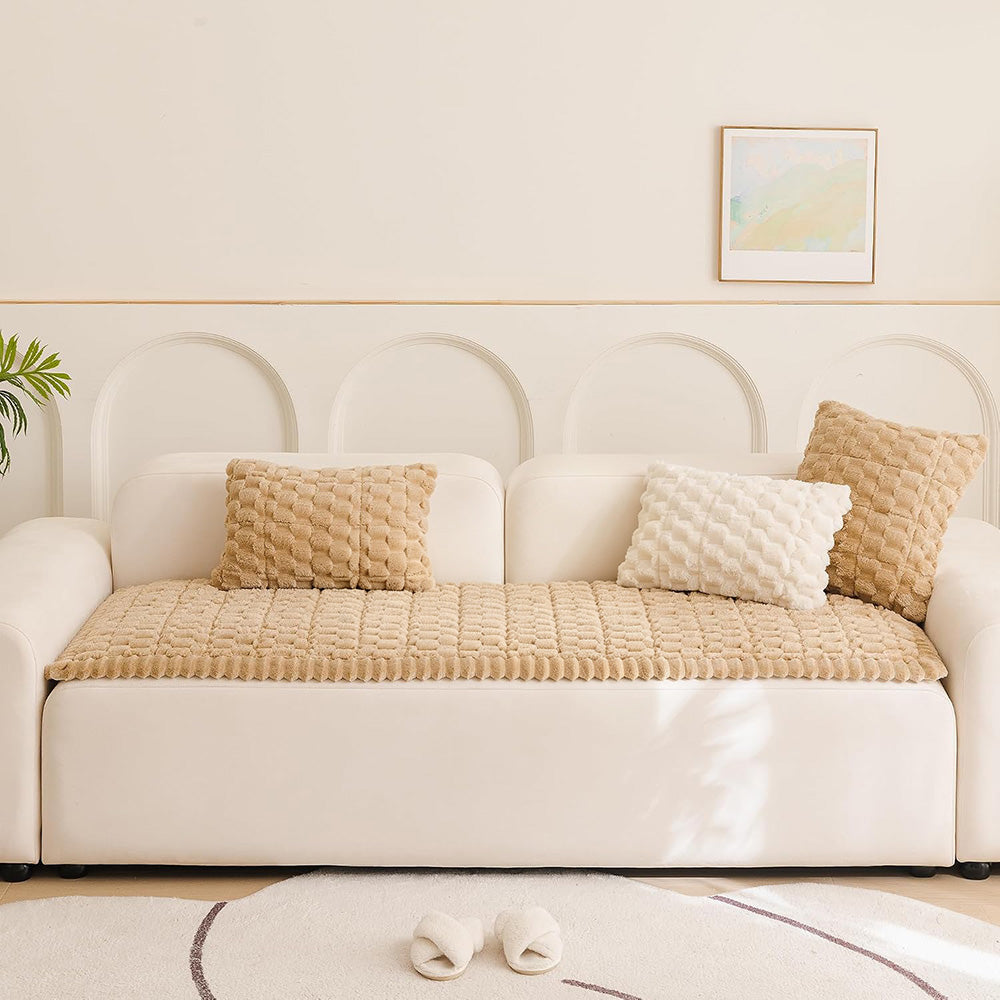 Non Slip Couch Cover Soft Wear Resistant Furniture Protector for Sofa Protection-Brown
