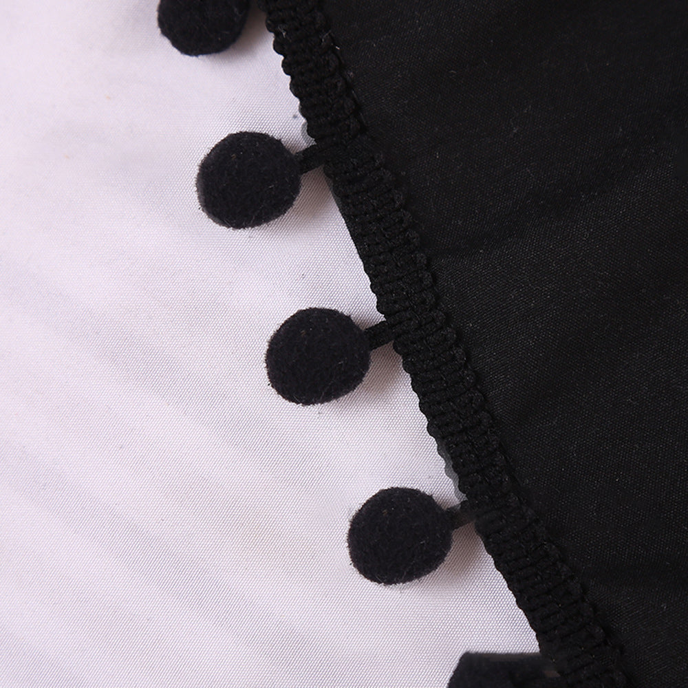 Pompom Fringe Bed Skirt Ruffle Valance Elastic Bed Wrap Around