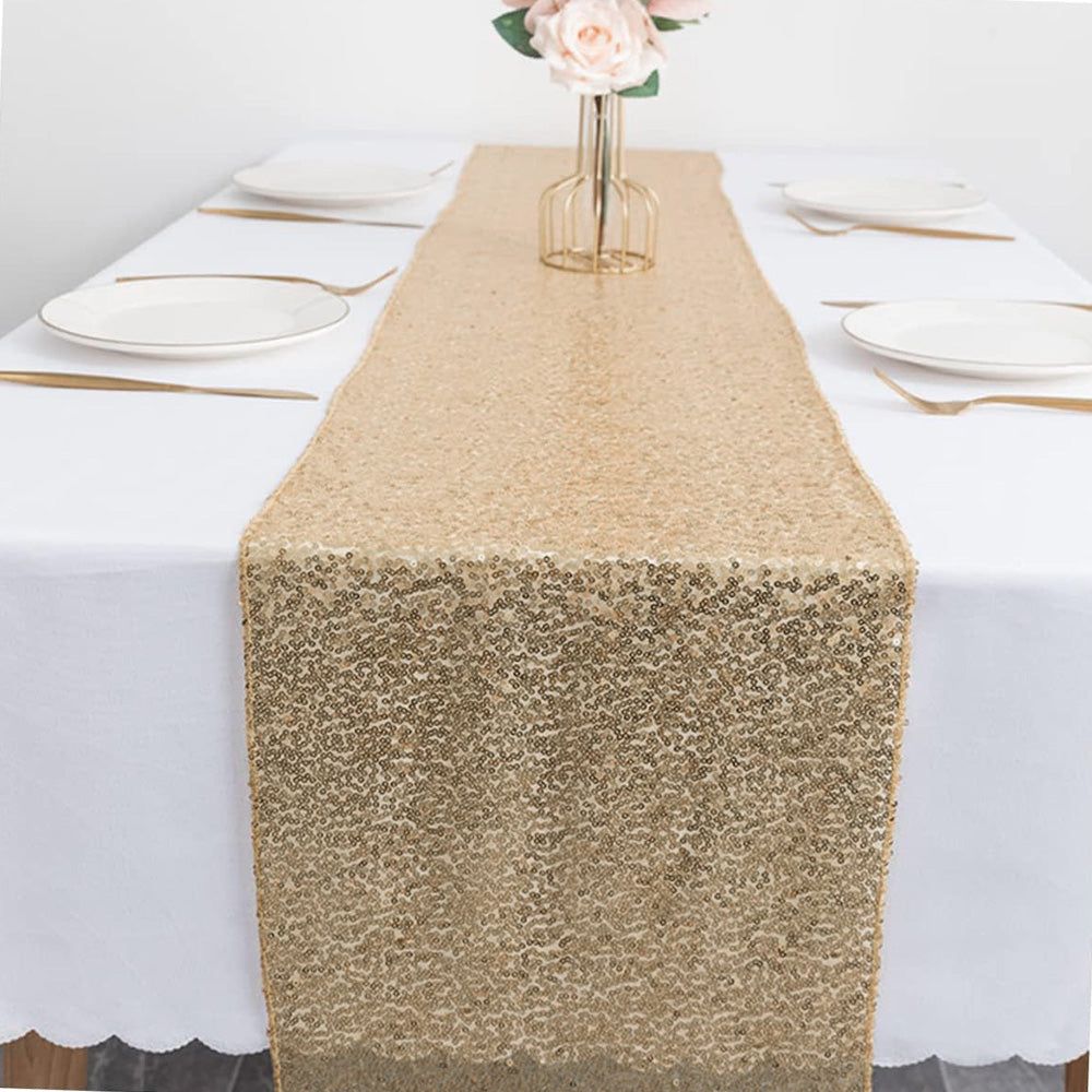 High Density Sequin Table Runner for Weddings Parties and Holidays-Gold
